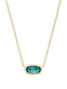 Elisa Gold Pendant Necklace in London Blue Glass